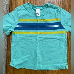 Hanna Andersson Aqua Tee with Navy and Mustard Stripes
